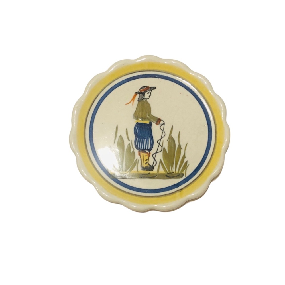 Vintage Henriot Quimper France Porcelain 4 1/2" Hand Painted Ceramic Plate